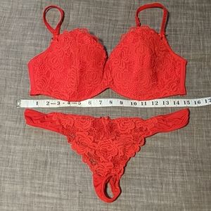 Adore Me Red Lace Balconette & Thong Set